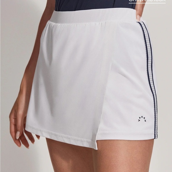 Varley X Anthropologie Varsity Skort White Blue Stripe with Stretch Size XS NEW - Picture 16 of 16